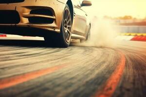 Car drift battles in race tracks.Generative Ai. photo