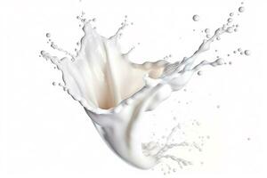 White milk splash isolated on white background.Generative Ai. photo