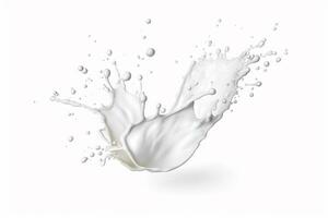 White milk splash isolated on white background.Generative Ai. photo