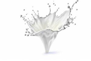 White milk splash isolated on white background.Generative Ai. photo