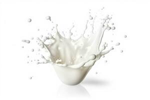 White milk splash isolated on white background.Generative Ai. photo