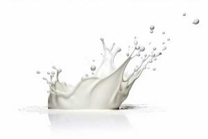White milk splash isolated on white background.Generative Ai. photo