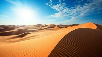 Beautiful Sand dunes in the Sahara Desert .Generative Ai. photo