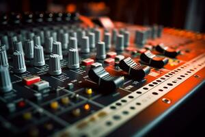estudio sonido mezclador para grabación controlar sistemas.generativos ai. foto