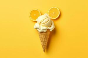 ice cream on color background.Generative Ai. photo