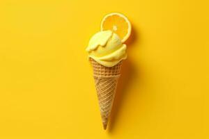 ice cream on color background.Generative Ai. photo