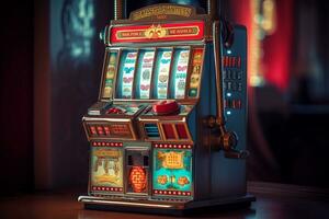 Slot machine pokerchip.Generative Ai. photo