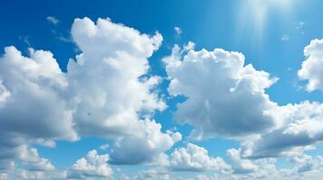 Sunny sky with white cloud background.Generative Ai. photo