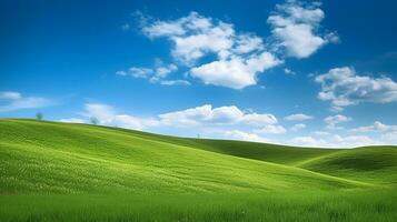 herboso colinas con azul cielo.generativo ai. foto