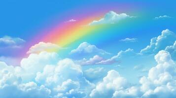 Beautiful rainbow with cloud.Generative Ai. photo