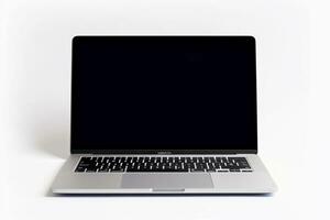 Modern laptop or notebook isolated on white background.Generative Ai. photo