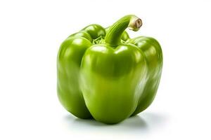 Green bell pepper isolated on white background .Generative Ai. photo