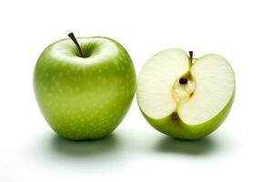 Green apple isolated on white background.Generative Ai. photo