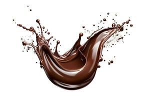 Dark Chocolate splash isolated on white background.Generative Ai. photo