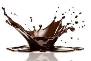 Dark Chocolate splash isolated on white background.Generative Ai. photo