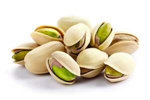 Pistachio nuts isolated on a white background.Generative Ai. photo