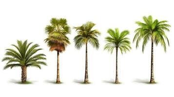 Set of Palm tree isolated on white background.Generative Ai. photo