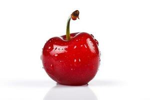 Red cherry isolate on white background.Generative Ai. photo