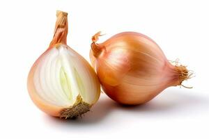 Shallots isolated on white background.Generative Ai. photo