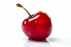 Red cherry isolate on white background.Generative Ai. photo