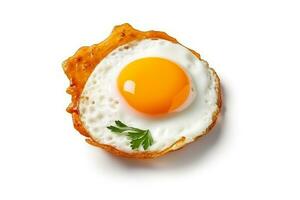 Fried eggs isolated on white background.Generative Ai. photo