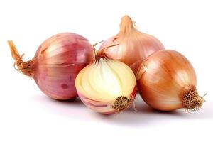 Shallots isolated on white background.Generative Ai. photo