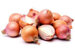 Shallots isolated on white background.Generative Ai. photo