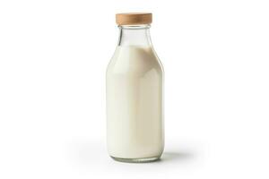 Fresh milk bottle isolated on white background.Generative Ai. photo
