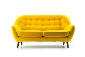 Yellow sofa modern isolated on white background.Generative Ai. photo