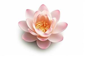 Pink lotus flower isolated on white background.Generative Ai. photo