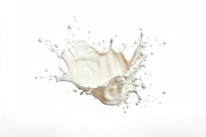 Milk splash on white background.Generative Ai. photo