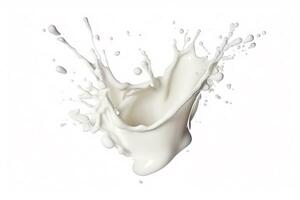 Milk splash on white background.Generative Ai. photo