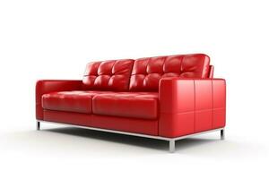 Red sofa modern isolated on white background.Generative Ai. photo