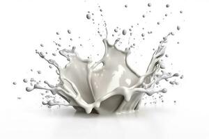 Milk splash on white background.Generative Ai. photo