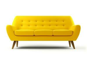 Yellow sofa modern isolated on white background.Generative Ai. photo