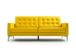 Yellow sofa modern isolated on white background.Generative Ai. photo