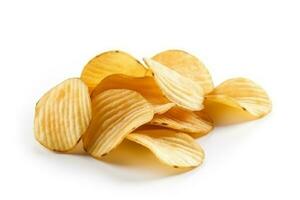 Potato chips isolated on white background.Generative Ai. photo