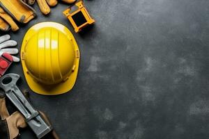 Labor day tools and equipment for working on the construction site.Generative Ai. photo