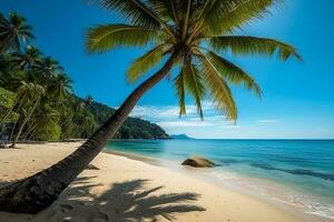 Coconut tree beautiful beach and tropical sea landscape.Generative Ai. photo