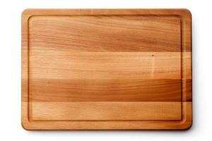 Wooden chopping board isolated on white background.Generative Ai. photo