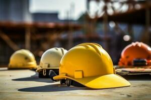 Labor day tools and equipment for working on the construction site.Generative Ai. photo