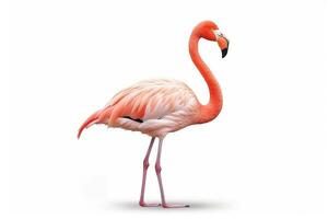 Flamingo isolated on white background.Generative Ai. photo