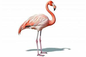 Flamingo isolated on white background.Generative Ai. photo