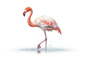 Flamingo isolated on white background.Generative Ai. photo