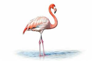 Flamingo isolated on white background.Generative Ai. photo