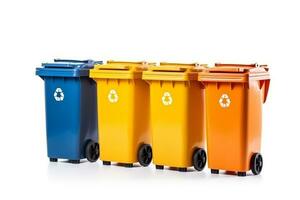 Garbage bins isolated on white background.Generative Ai. photo