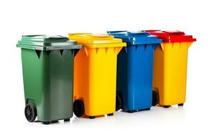 Garbage bins isolated on white background.Generative Ai. photo