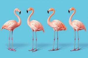 Flamingo isolated on blue background.Generative Ai. photo