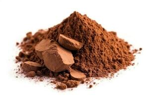 Cocoa powder isolated on white background.Generative Ai. photo