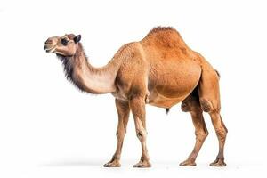 Camel isolate on white background .Generative Ai. photo